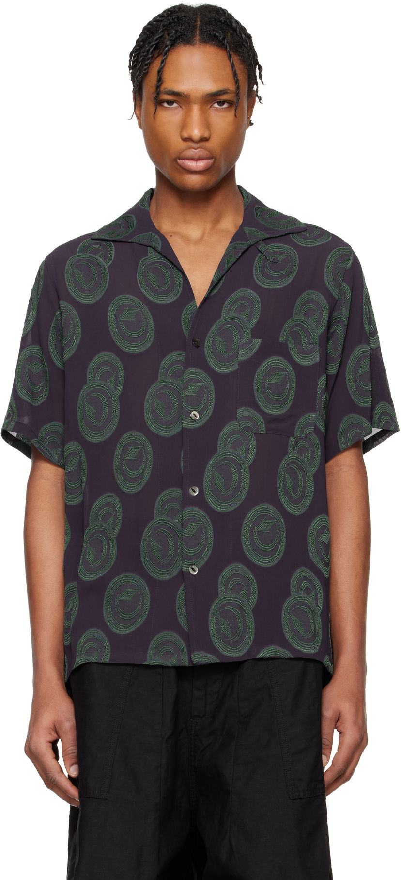 Skjorte Needles NEEDLES Short Sleeve Italian Collar Shirt Lilla | QV123