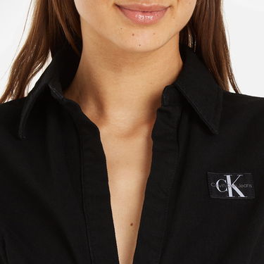 Jeans CALVIN KLEIN Jeans Short Sleeve Cotton-Blend Wrap Dress - S Sort | J20J2236661BY, 0
