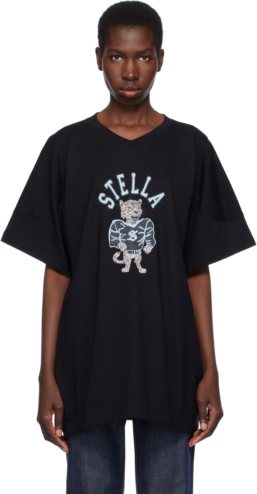 T-shirt Stella McCartney Stella McCartney Leopard Mascot T-Shirt Sort | 6J04103SQA05