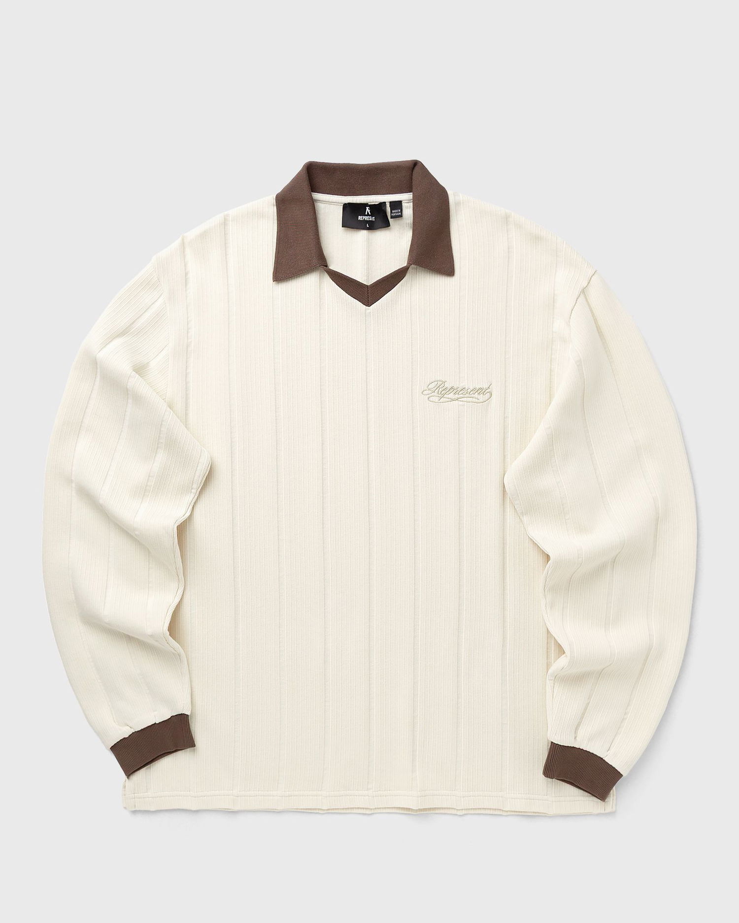 Polo skjorte Represent Clo Ribbed Long Sleeve Retro Football Polo Top Beige | MLM100277-30, 1