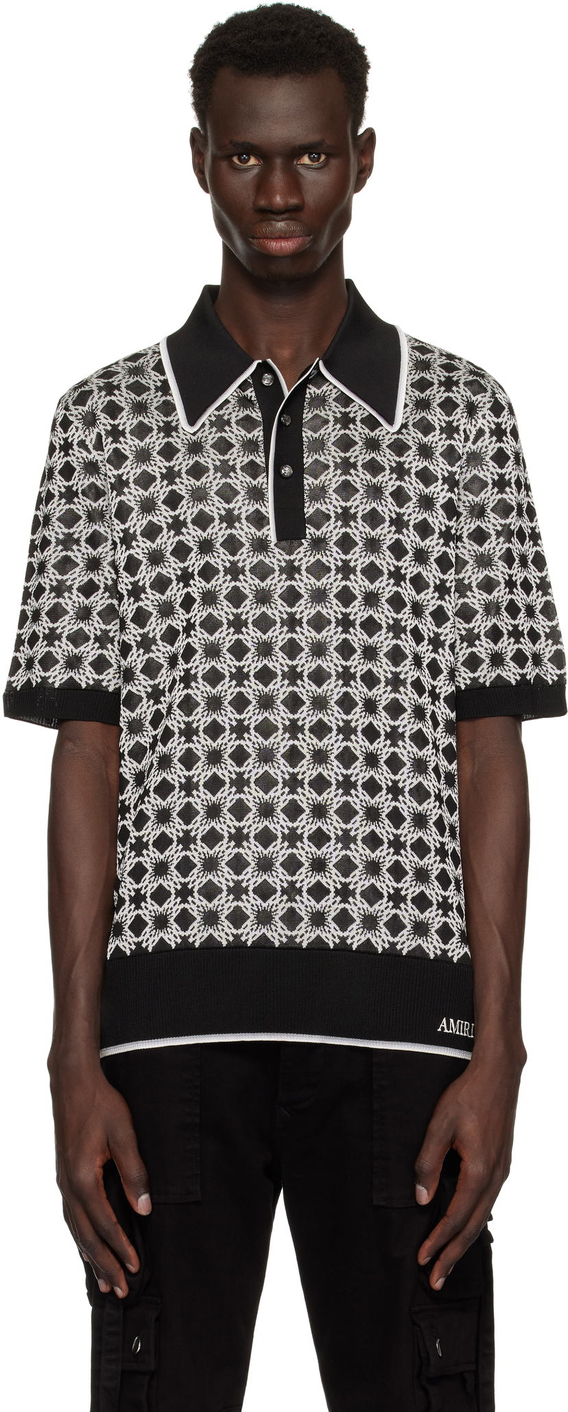 Polo skjorte AMIRI Amiri MA Quad Polo Sort | AMKNPO1058