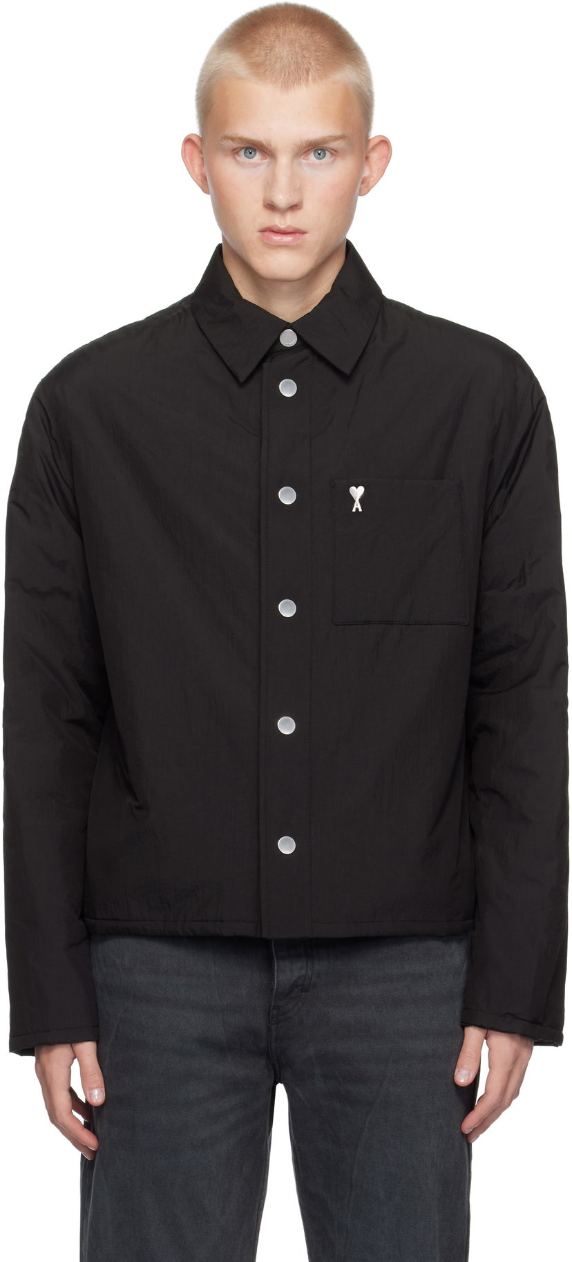 Skjorte AMI Padded Overshirt Sort | HJK238.PA0009