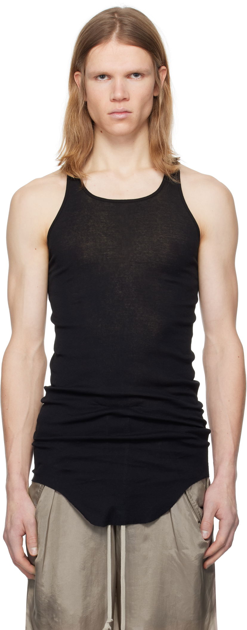 Tanktop Rick Owens Rick Owens Hollywood Basic Rib Tank Top Sort | RU01E5150 MR