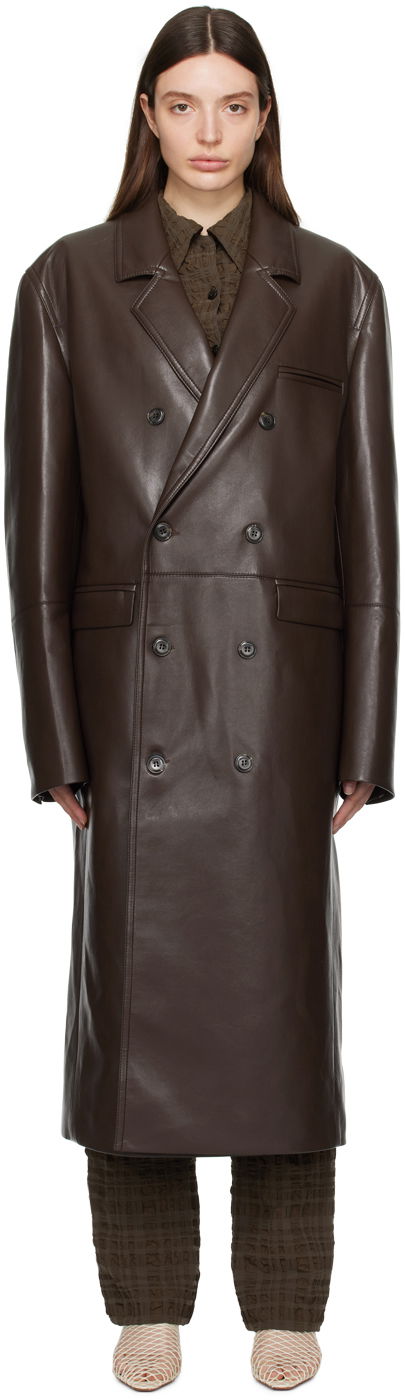 Frakker Nanushka Sverre Leather Coat Brun | NM24RSOW01078