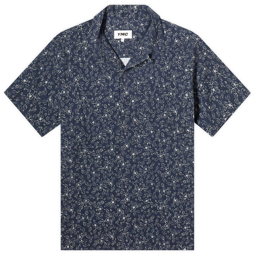 Skjorte YMC Malick Vacation Shirt With Floral Pattern Blå | P2WMQ-40