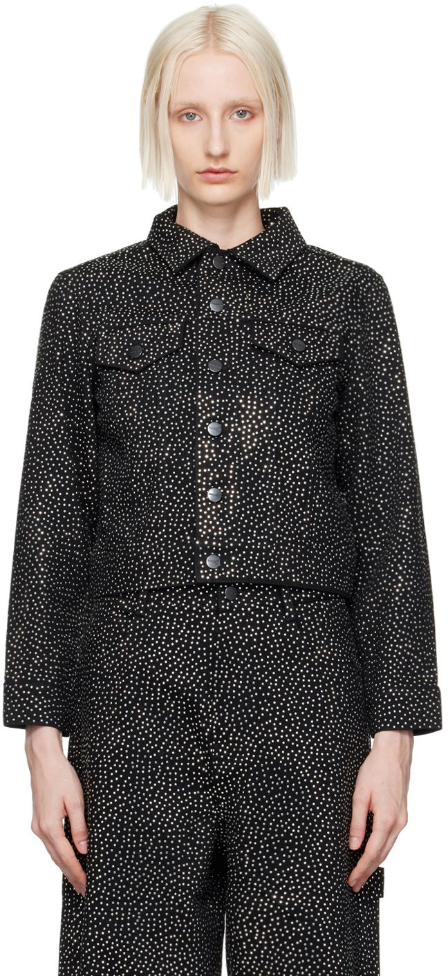 Jakke Marc Jacobs Marc Jacobs 'The Glam Studs Shrunken' Denim Jacket Sort | 2F4RJC015D12