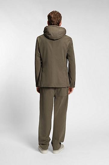 Jakke BOSS Slim-fit jacket with integrated hoodie Grøn | 50549394, 1