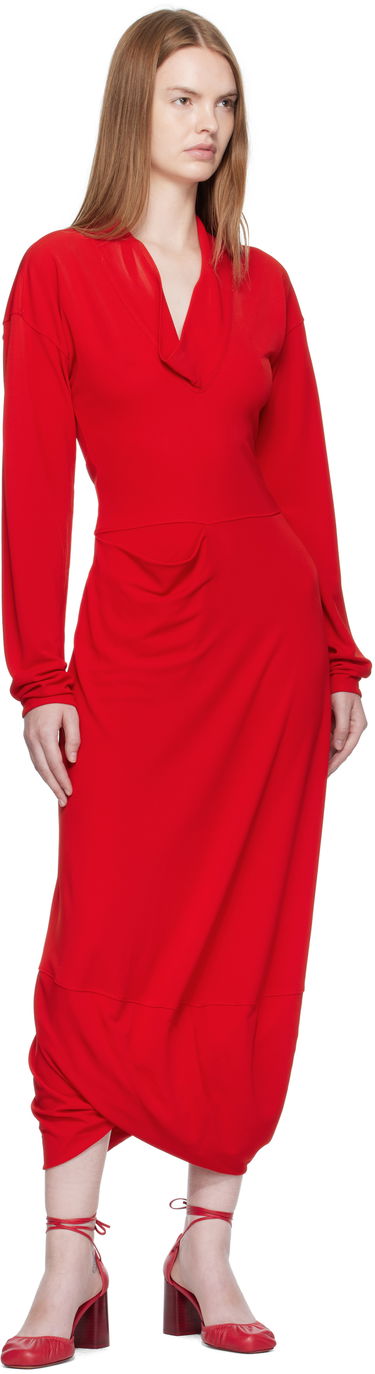 Kjole LEMAIRE LEMAIRE V Neck Maxi Dress Rød | DR1127 LJ1040, 3