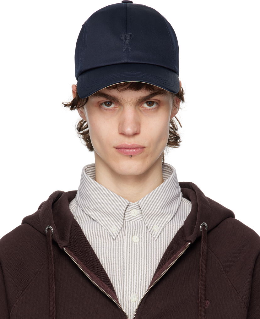 Kasket AMI AMI Paris Ami de Coeur Cotton Cap Mørkeblå | UCP026.CO0103