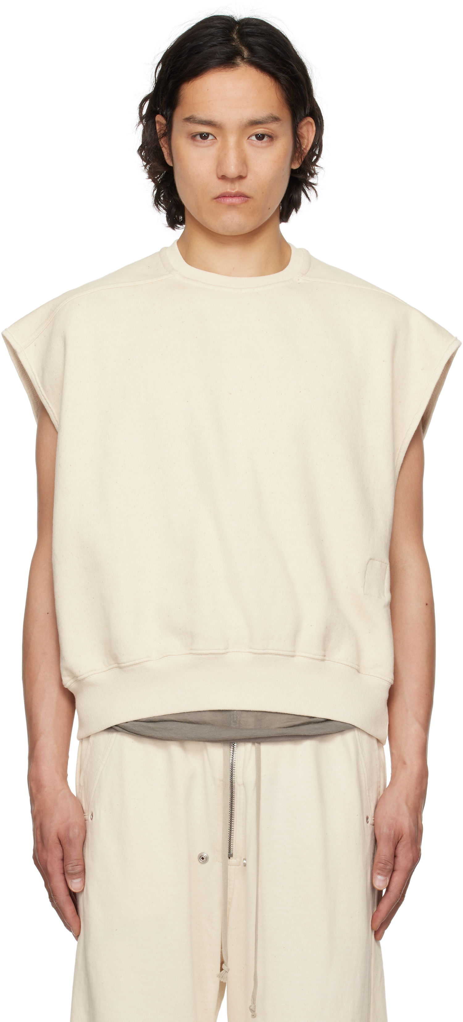 Sweater Rick Owens Rick Owens DRKSHDW Tatlin Jumbo Sleeveless Sweatshirt Beige | DU01E3160 FN, 0