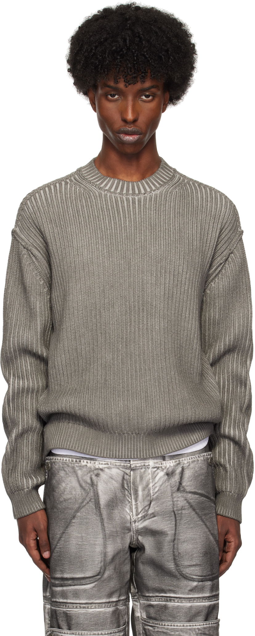 Sweater GUESS Vintage Washed Crewneck Sweater Grå | M4BR03Z3GL0JTMU