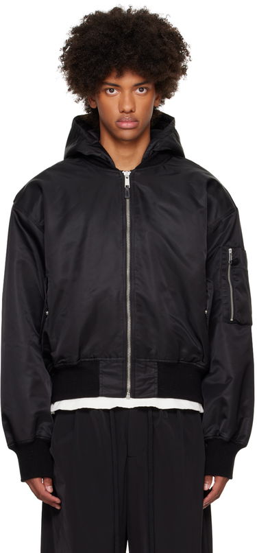 Bomberjakke Entire Studios Hooded Broad Bomber Jacket Sort | ES2539OI, 0