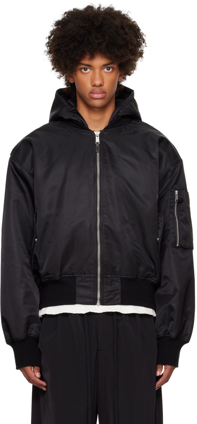 Bomberjakke Entire Studios Hooded Broad Bomber Jacket Sort | ES2539OI