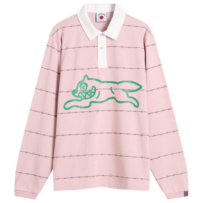 Skjorte BBC IceCream Barbed Wire Running Dog Rugby Shirt, Size Large Lyserød | IC25322-PNK