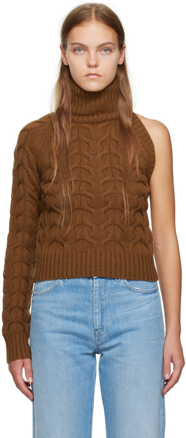 Sweater Max Mara One Shoulder Knit Sweater Brun | 2313662536600 MM12127