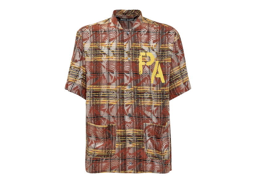 Skjorte Palm Angels PA Logo Plaid Bowling Shirt Bourgogne | PMGA093S21FAB0012818