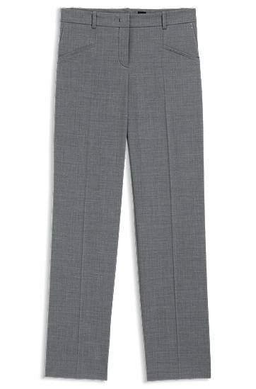 Bukser BOSS Relaxed-Fit Virgin Wool Trousers Grå | 50542004