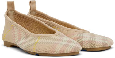 Tøj Burberry Burberry Check Knit Ballerina Flats Beige | 8101053, 3