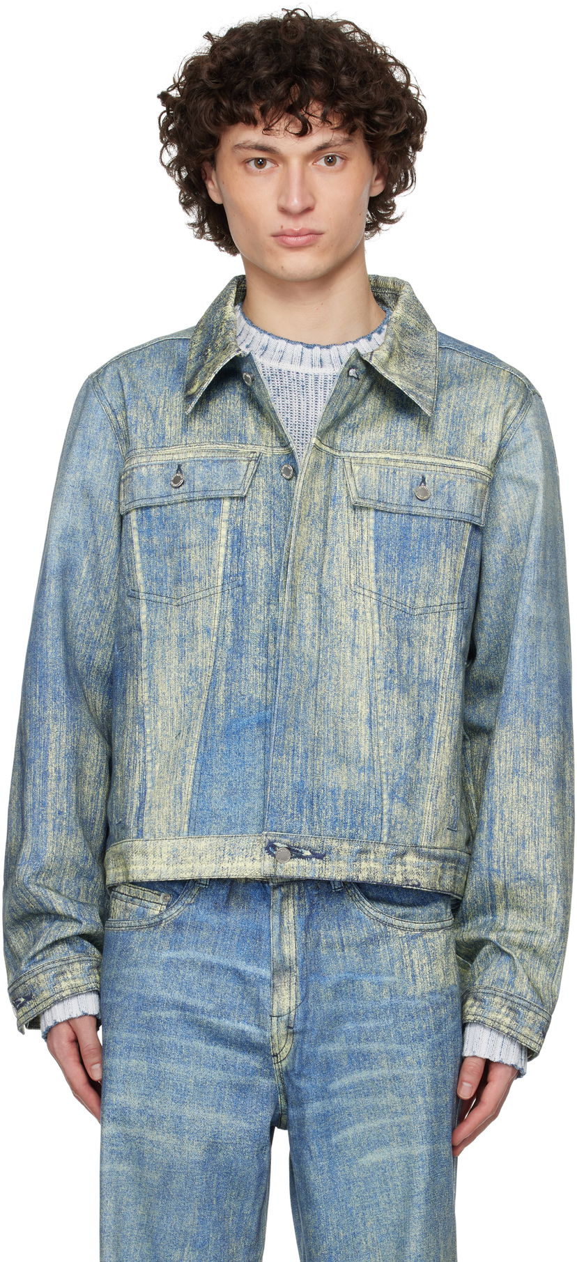 Jakke Camper Camperlab Paint Print Denim Jacket Blå | AU00021-002