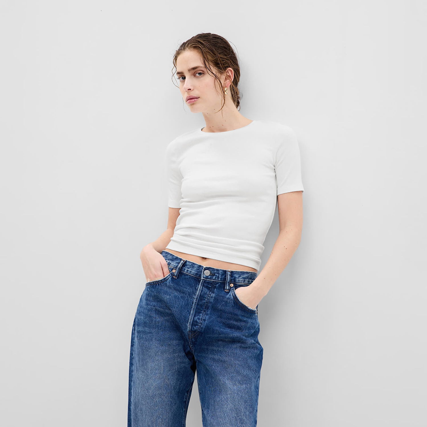 T-shirt GAP Modern Crewneck T-Shirt Fresh White Hvid | 540635-03, 0