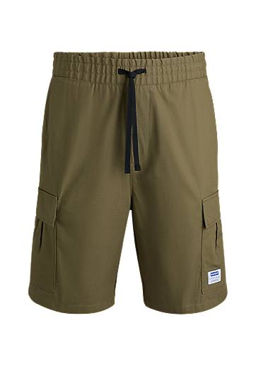 Shorts BOSS Structured Cotton Cargo Shorts with Drawstring Grøn | 50517924