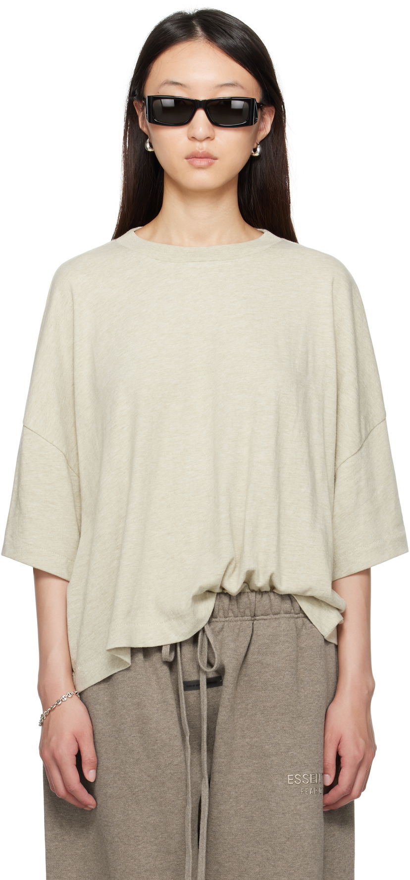 T-shirt Fear of God Fear of God ESSENTIALS Boxy T-Shirt Beige | 125SP255892FW