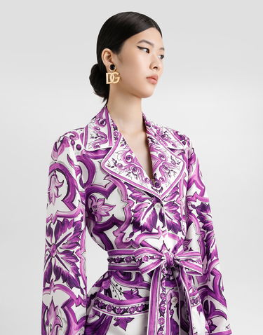Jakke Dolce & Gabbana Dolce & Gabbana Majolica-Print Twill Jacket Lilla | F5Q03THI1TKIP3TN, 3