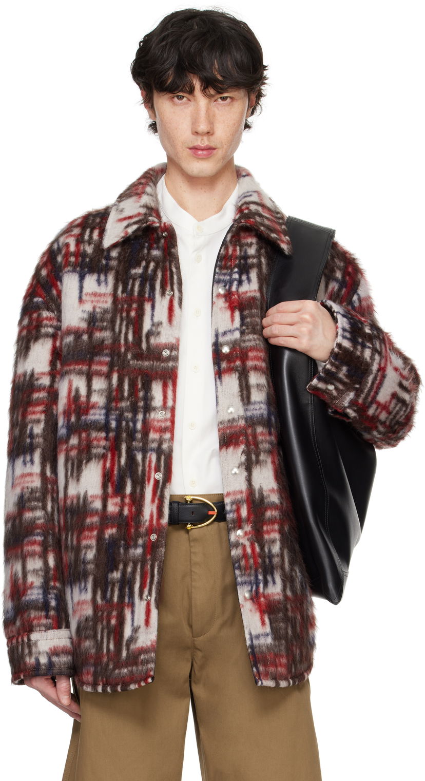 Skjorte Bottega Veneta Alpaca Blend Checked Overshirt Hvid | 804589-V4NT0-9072