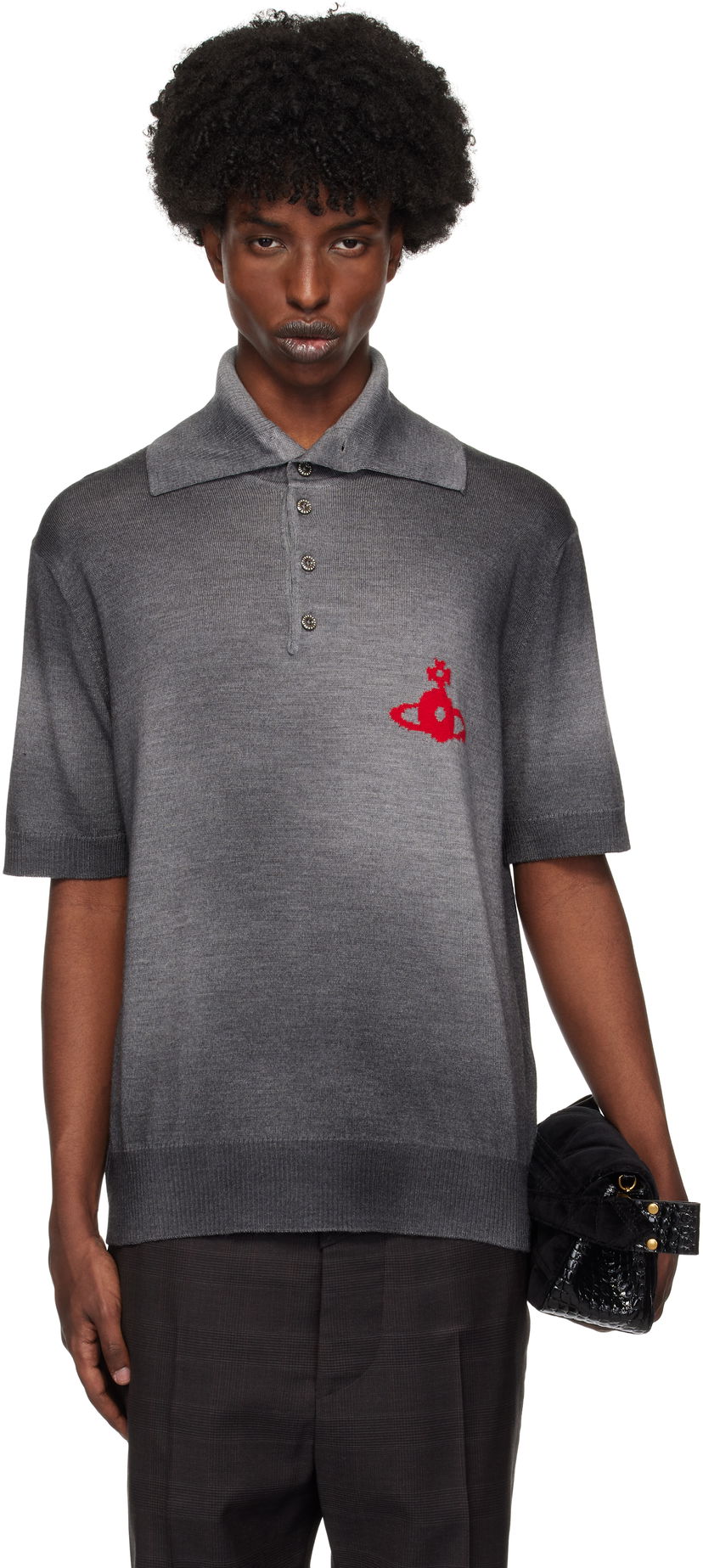 Polo skjorte Vivienne Westwood Polo With Logo Print Grå | 2701001U-Y002V-