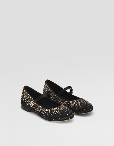 Sneakers og sko Dolce & Gabbana Dolce & Gabbana Satin Ballet Flats With Rhinestones Sort | D11274A572380999, 1