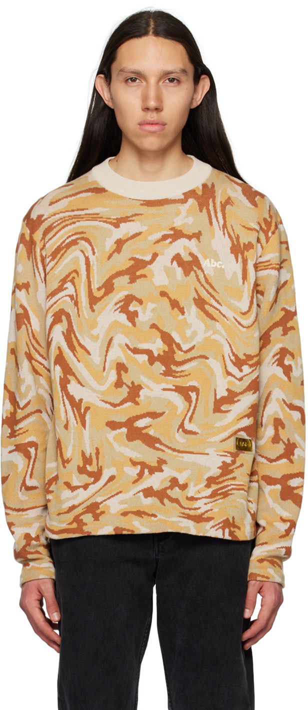 Sweatshirt Advisory Board Crystals Warped Camo Print Sweatshirt Beige | ABC123CCN, 0