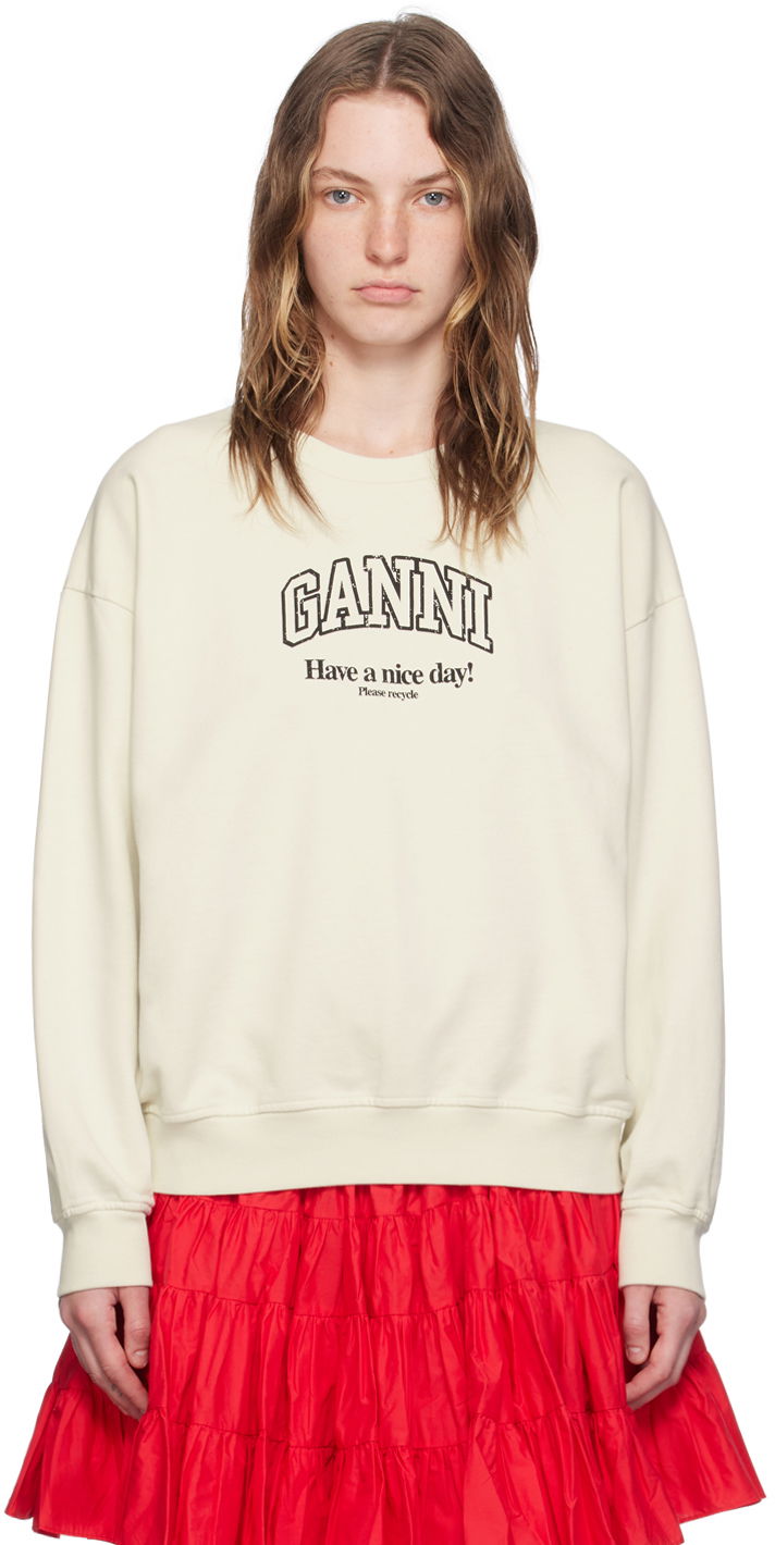 Sweatshirt GANNI Off-White Isoli Sweatshirt Beige | T4013
