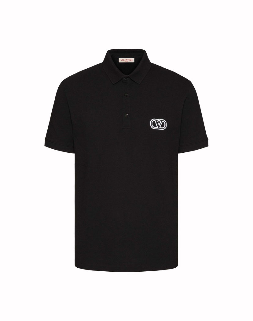 Polo skjorte Valentino Vl Logo Poloshirt Black Sort | 3V3MH01K954_0NO