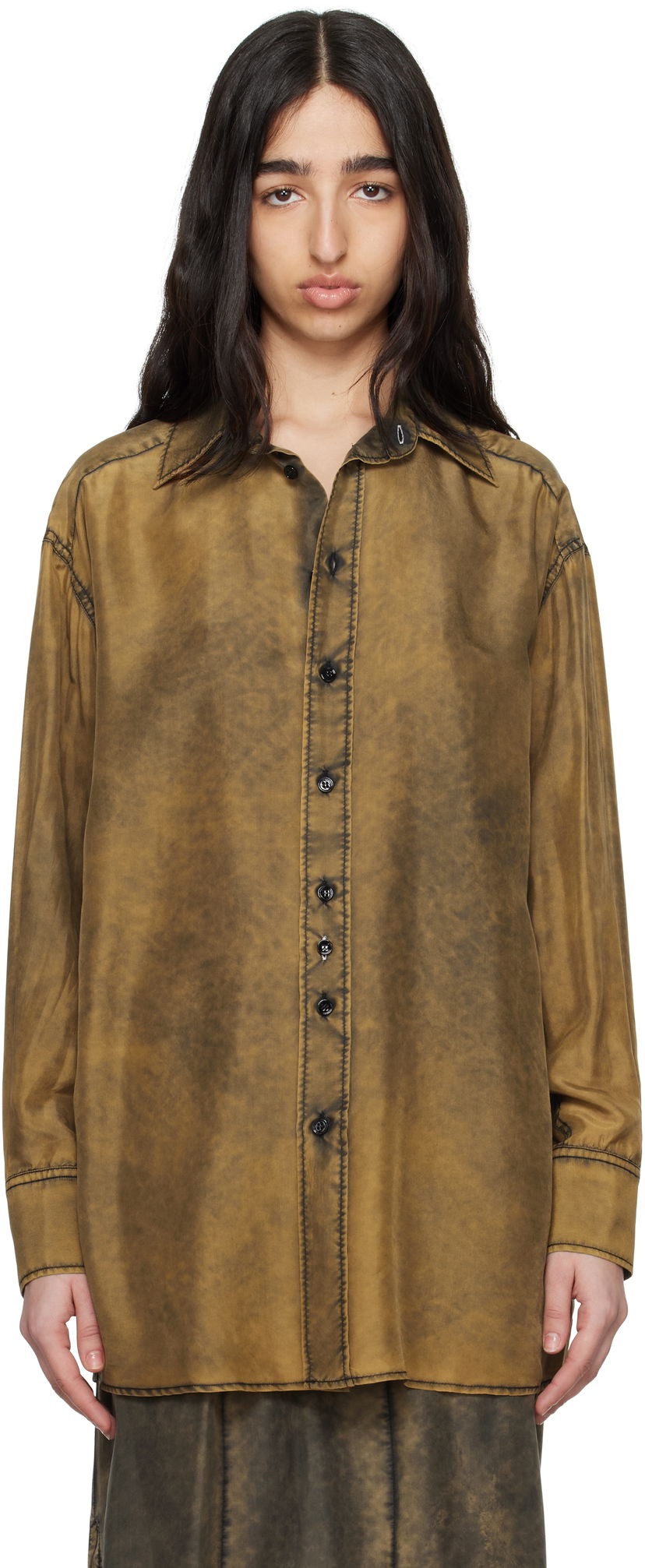 Skjorte Maison Margiela MM6 Maison Margiela Light Silk Shirt Brun | S52DT0046 M35244