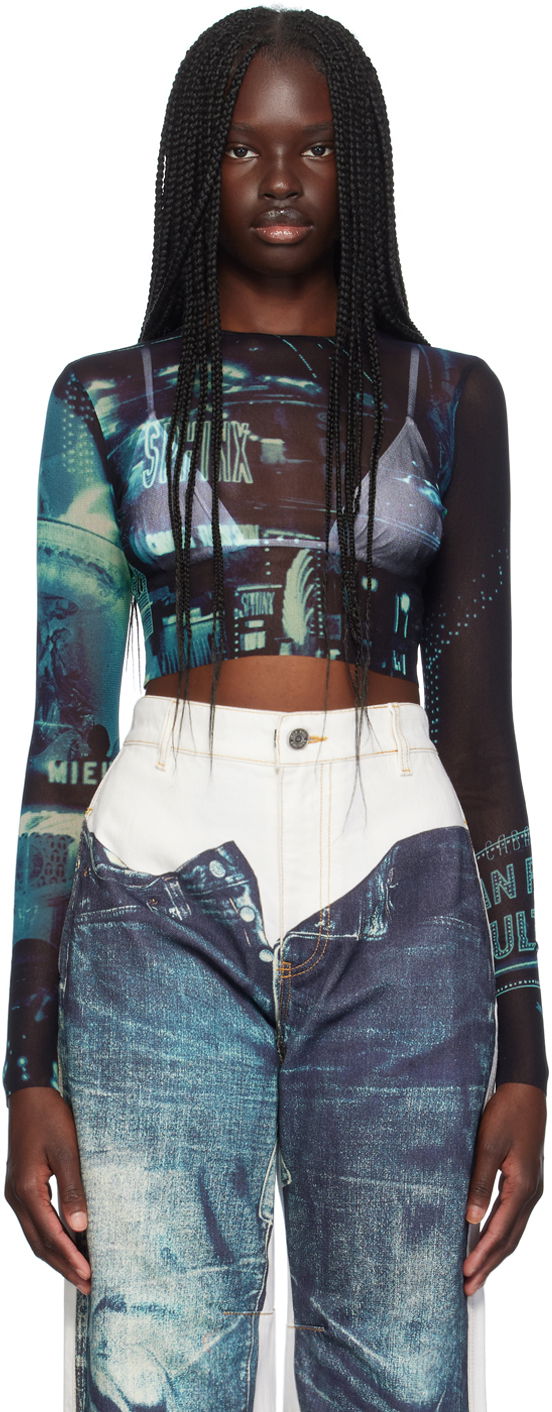 Crop top Jean Paul Gaultier Gaultier 'The Pigalle Crop' Long Sleeve T-shirt Flerfarvet | 24/30-F-TO205-T552-59560100