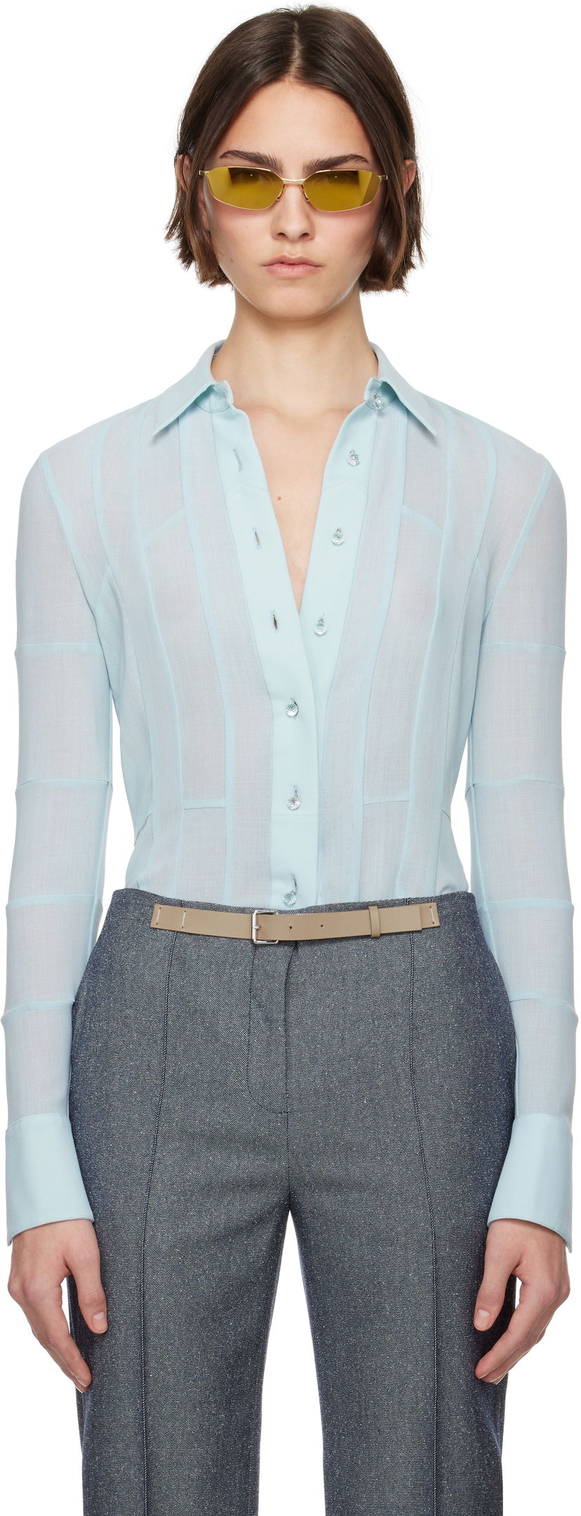 Skjorte Tory Burch Tory Burch Button Down Shirt Blå | 173622-435