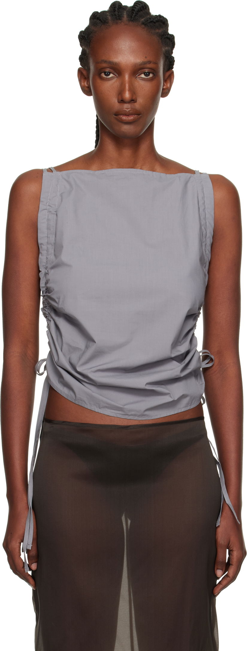Tanktop Baserange Baserange Pictorial Ruched Strap Top Grå | TSPIS-PO-AU25