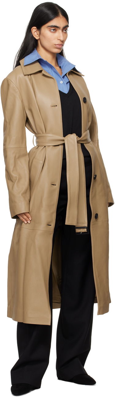Trenchcoat TOTEME TOTEME Long Belted Leather Coat Beige | 244-WRO0157-LE0083, 3