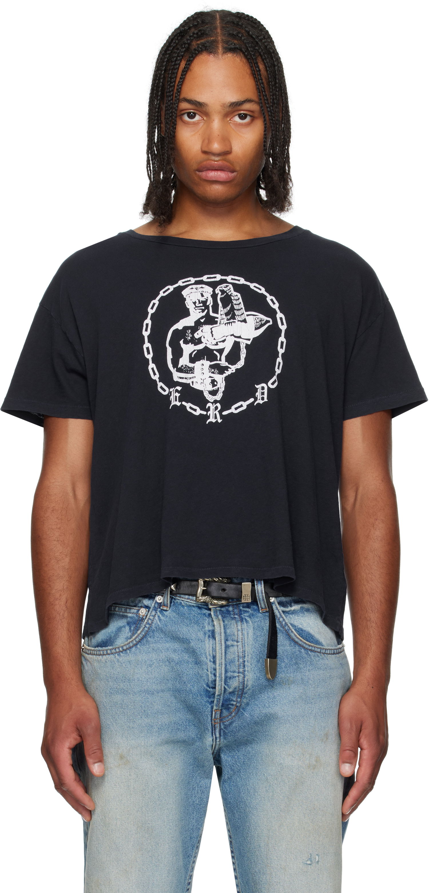 Crop top Enfants Riches Déprimés Enfants Riches Déprimés Chain Graphic Cropped T-Shirt Sort | 010-818, 0