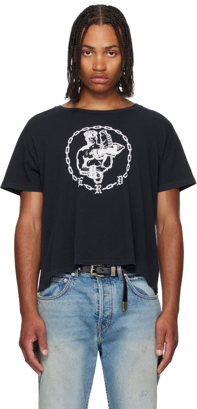 Crop top Enfants Riches Déprimés Enfants Riches Déprimés Chain Graphic Cropped T-Shirt Sort | 010-818