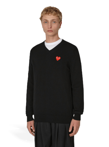 Sweater Comme des Garçons Heart V-Neck Sweater Sort | P1N002 A