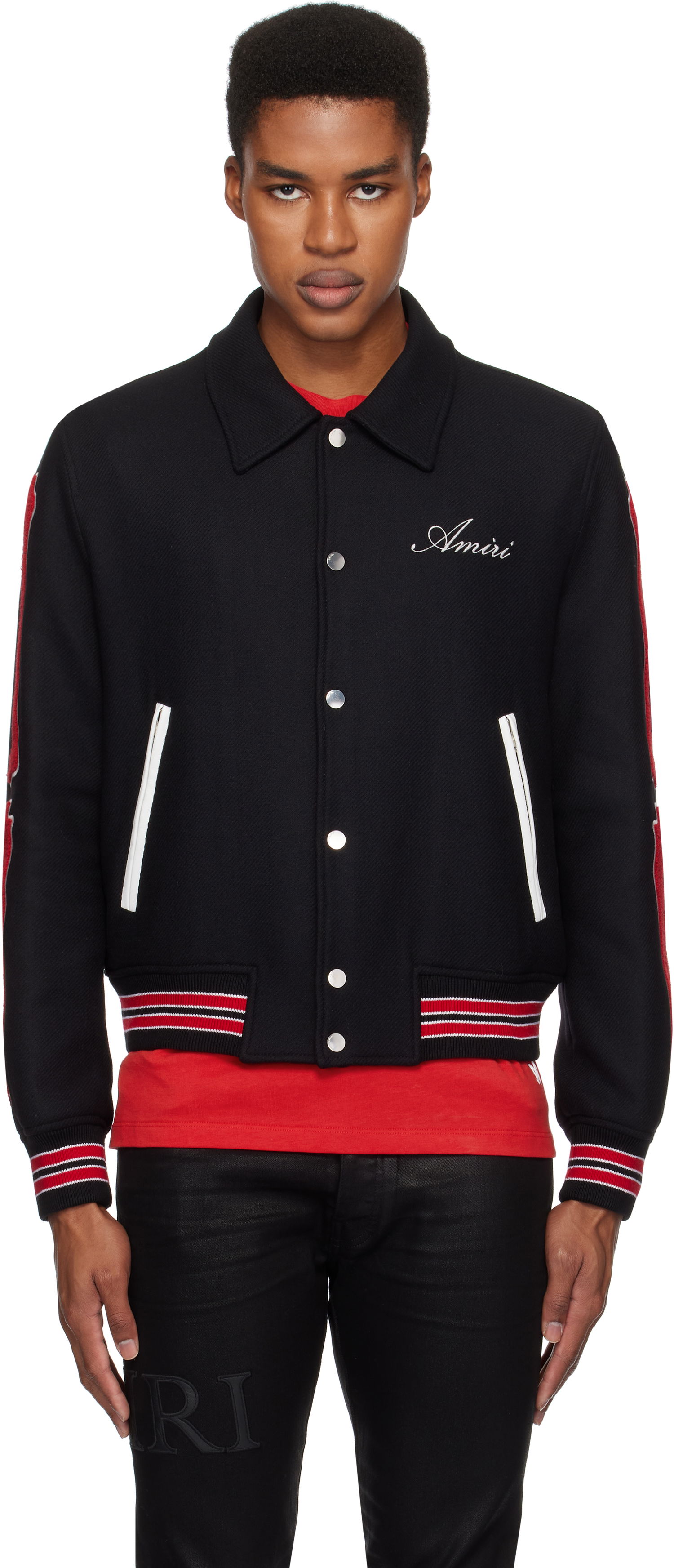 Bomberjakke AMIRI Bones Wool Bomber Jacket Sort | AMOUVY1009, 0