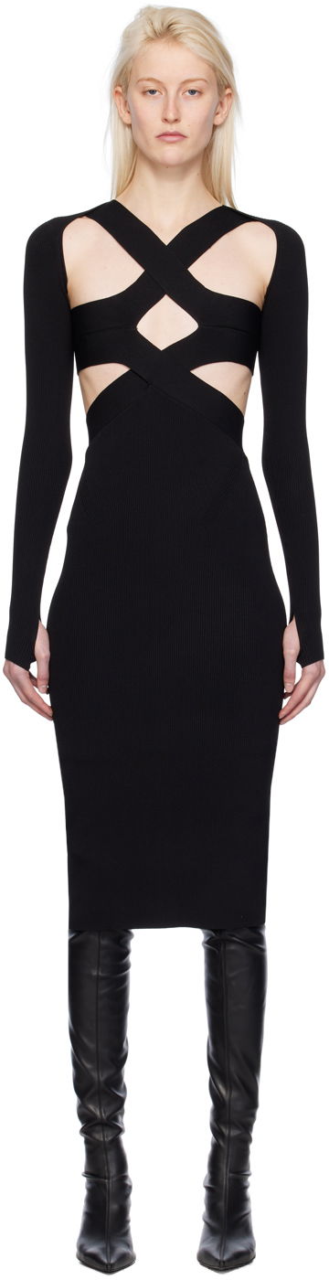 Kjole Dion Lee Harness Bra Midi Dress Sort | A7782PS24