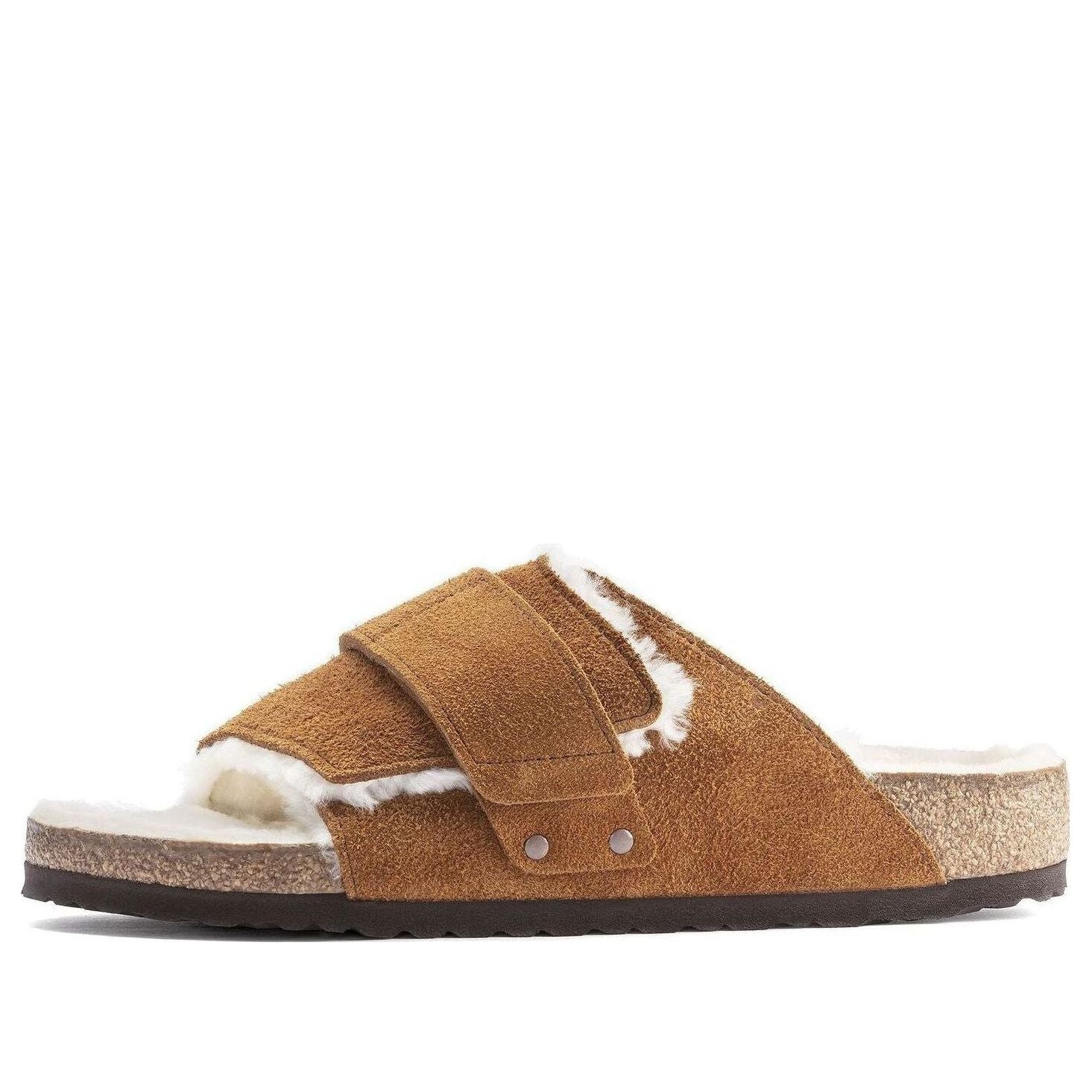 Sneakers og sko Birkenstock Birkenstock Kyoto Shearling Suede Leather Sandals Brun | 1023202, 0