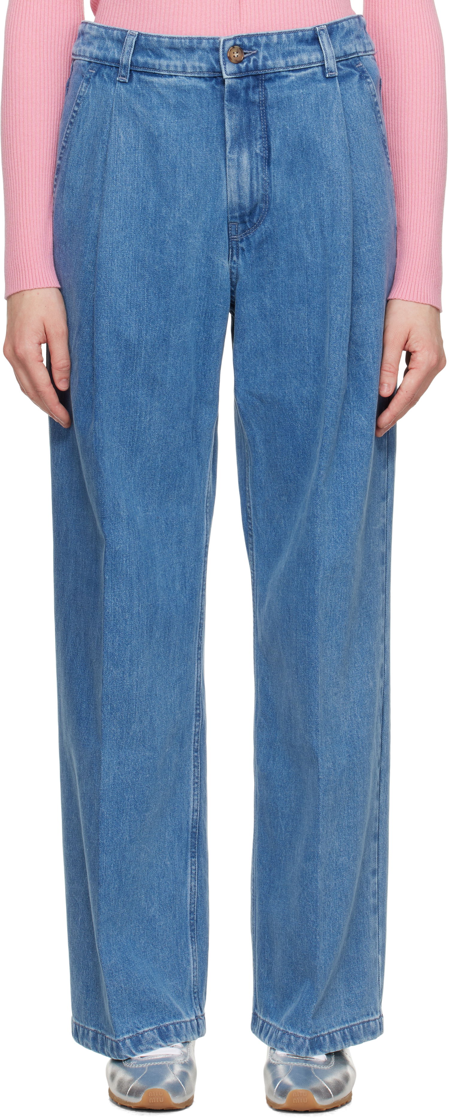 Jeans MAISON KITSUNÉ Maison Kitsuné Pleated Denim Jeans Blå | OW01101WD4010, 0