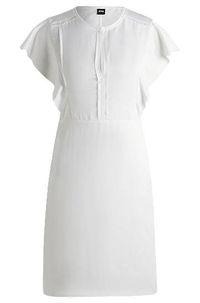 Frilled Sleeve Dress with Keyhole Neckline