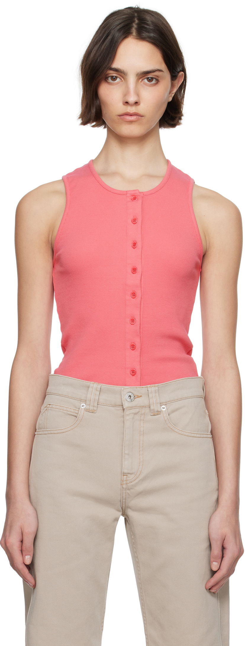 Tanktop JW Anderson JW Anderson Buttoned Tank Top Lyserød | JO0266-PG1512