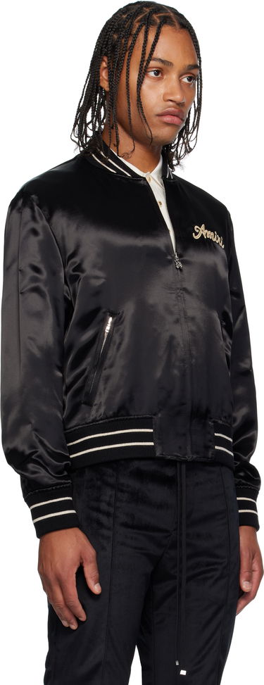 Bomberjakke AMIRI Amiri 'Club Amiri' Satin Bomber Jacket Sort | AMOUBB1056, 1