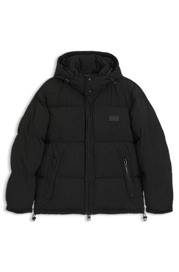 Puffer jakke BOSS Hooded Water-Repellent Down-Filled Puffer Jacket Sort | 50549236, 0