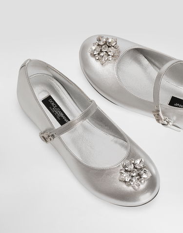 Sneakers og sko Dolce & Gabbana Nappa Leather Ballet Flats With Brooches Metalisk | D11376AX26180998, 3